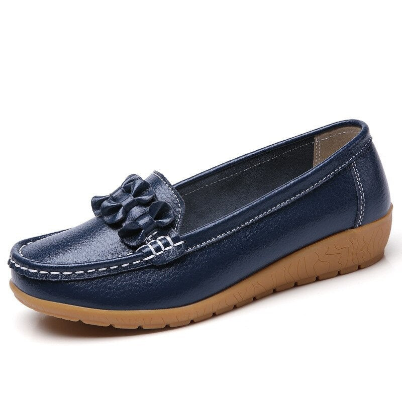 Mocassim Casual Doce Violeta Feminino Confortável em Couro com Detalhes DV32027